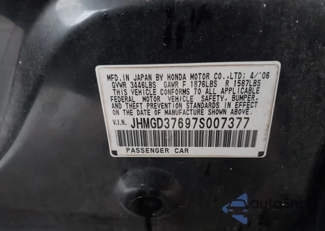 2007 Honda Fit Sport из США, поврежденный, VIN JHMGD37697S007377